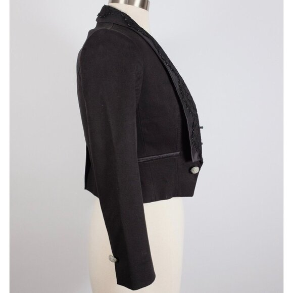 Dolce&Gabbana cropped jacket 40 US 4 black lace trim jewel buttons - Picture 7 of 10